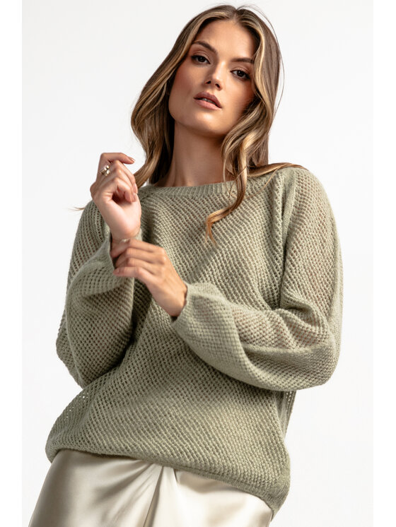 Fobya Fobya Sweter F1881 Zielony Basic Fit