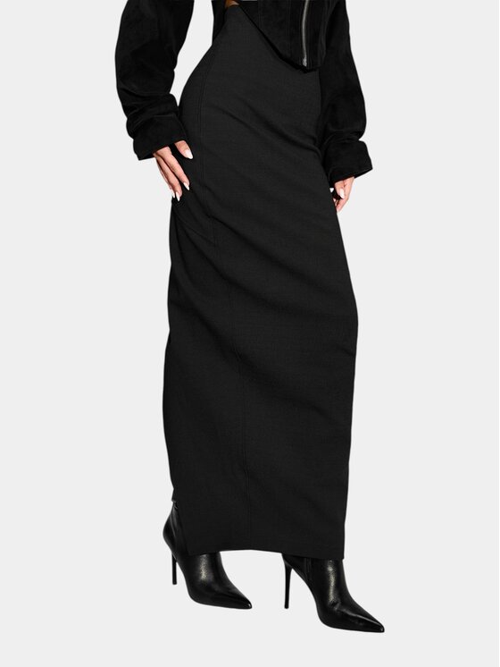 MADE BY SOCIETY MADE BY SOCIETY Spódnica maxi LENGTHWISE - F27647 Czarny Basic Fit