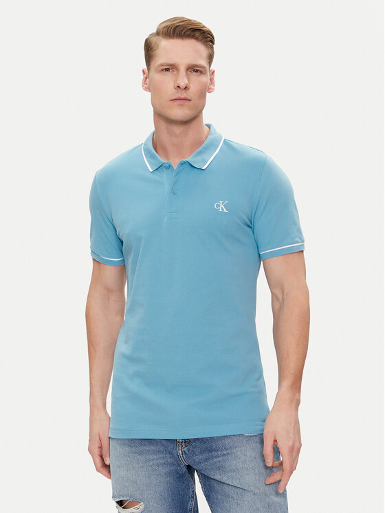 Calvin Klein Jeans Polo Majica J30J315603 Modra Slim Fit