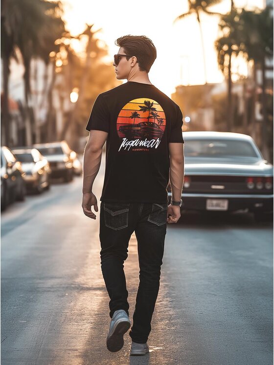 Jigga Wear Jigga Wear T-Shirt Koszulka Z Krótkim Rękawem Męska Czarna Jigga Wear Lowrider M Czarny Regular Fit
