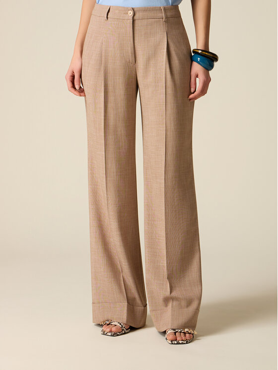 Oltre Oltre Pantaloni di tessuto P01DR009233N0S2 Crema Baggy Fit