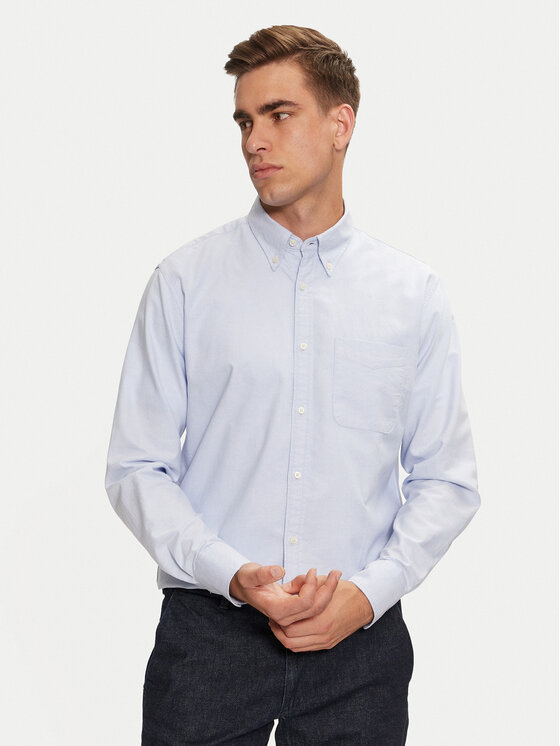 United Colors Of Benetton Camicia 5FGBUQ04C Celeste Regular Fit Modivo
