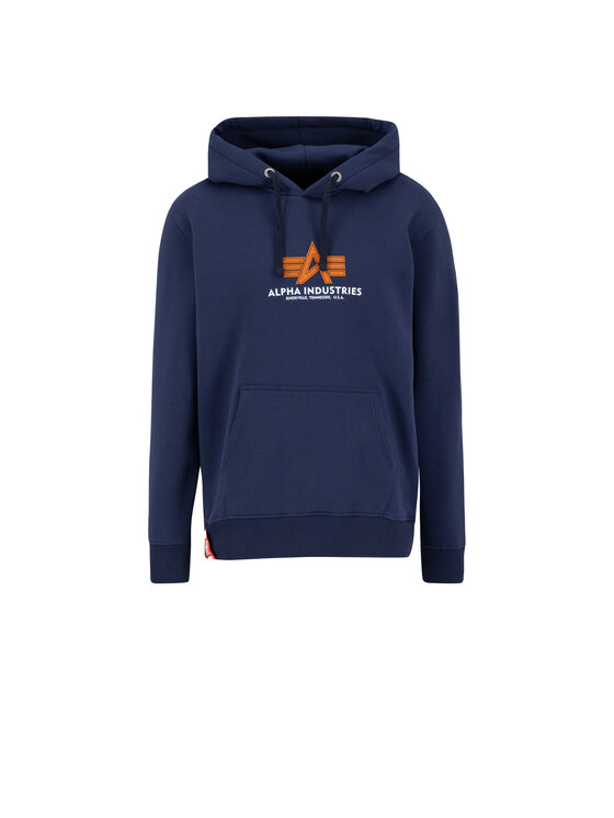Alpha Industries Alpha Industries Bluza Basic Big Logo Rubber Hoodie Granatowy Regular Fit