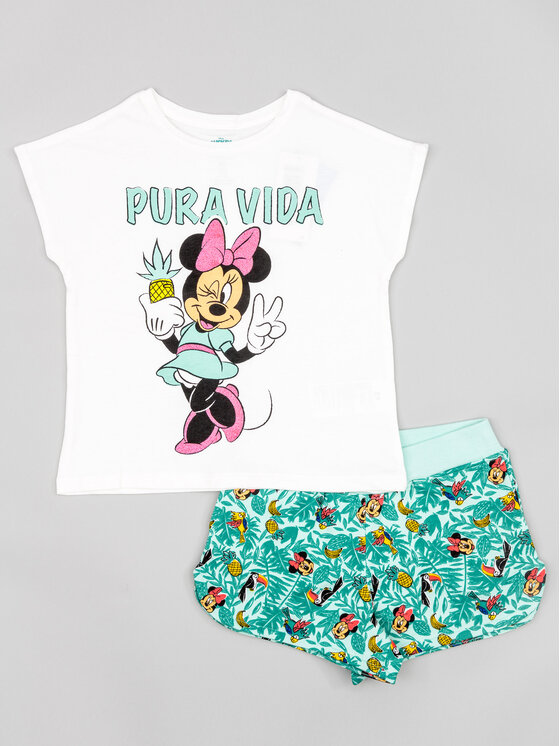 Zippy Zippy Komplet t-shirt i spodenki Myszka Minnie ZKGAP0602 23004 Biały Regular Fit