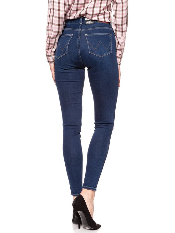 Wrangler Wrangler Jeansy HIGH SKINNY Niebieski Skinny Fit