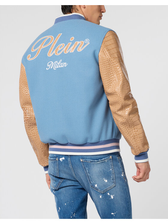 PHILIPP PLEIN PHILIPP PLEIN Kurtka bomber 29069 Niebieski jasny Regular Fit
