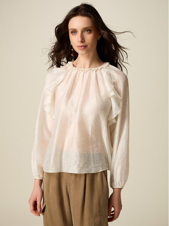 Oltre Oltre Blusa 2083J000863N021 Bianco Regular Fit