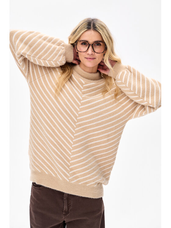 blue shadow blue shadow Sweter Bołi Beżowy Regular Fit