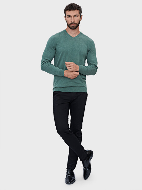 Evenemen Evenemen Sweter V-NECK GREEN Zielony Slim Fit