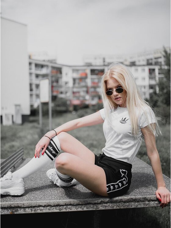 Jigga Wear Jigga Wear T-Shirt Koszulka Z Krótkim Rękawem Damska Biała / Czarna Jigga Wear Classic Logo XL Biały Regular Fit