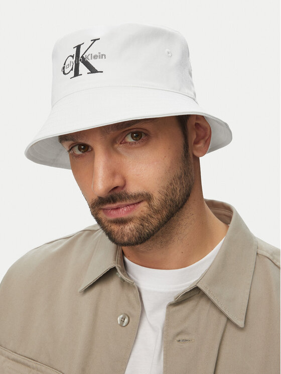 Calvin Klein Calvin Klein Klobouk Monologo Embroidery Bucket Hat LV04G5020G Bílá