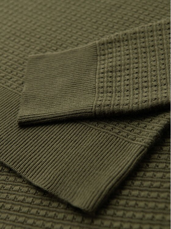 Ombre Ombre Sweter OM-SWSW-0181 Zielony Slim Fit