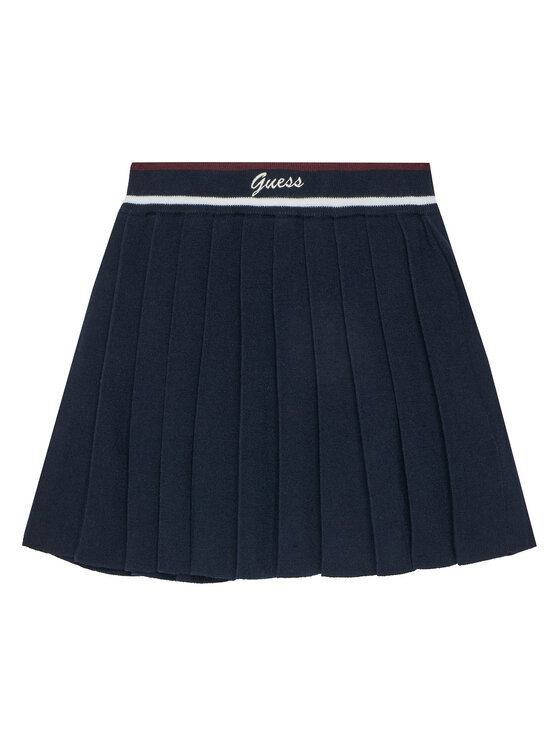 Guess Guess Plisovaná sukně J5BD16 Z1152 Tmavomodrá Regular Fit