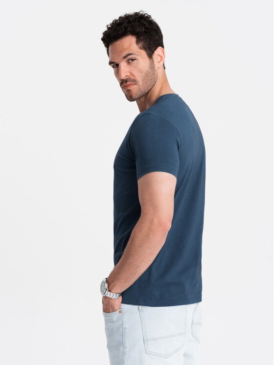 Ombre Ombre T-Shirt OM-TSBS-0145 Modrá Regular Fit