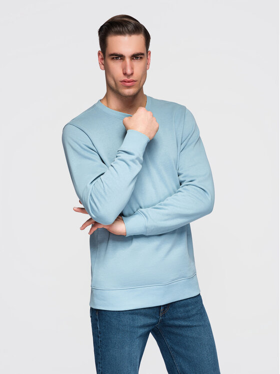 Ombre Ombre Bluza OM-SSBN-0271 Niebieski jasny Regular Fit