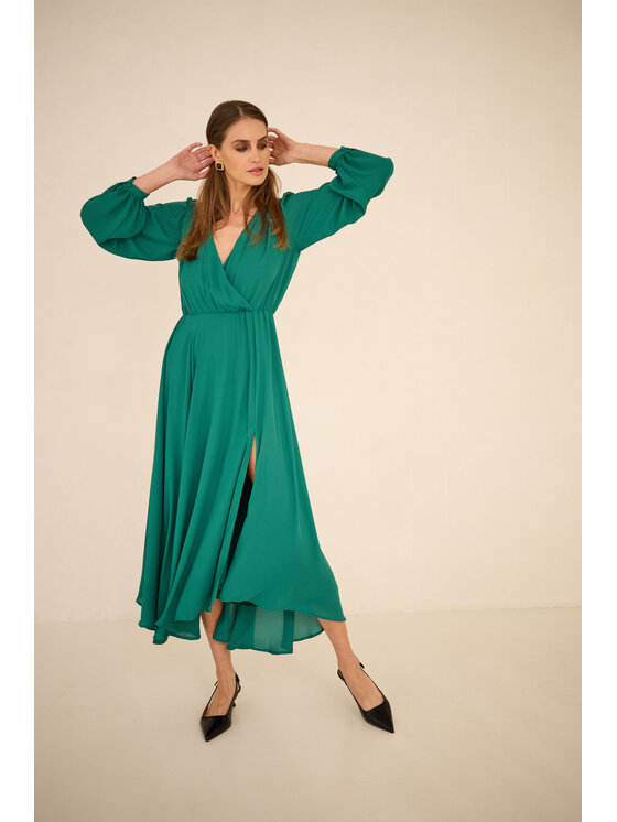 Entelier Entelier Sukienka wieczorowa maxi Zielony Comfortable Fit