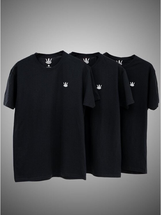 Jigga Wear Jigga Wear Komplet t-shirtów Koszulki korona klasyczne 3 sztuki zestaw Czarny Regular Fit