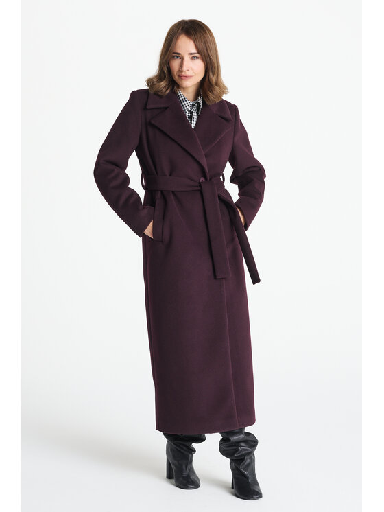Salme Salme Płaszcz wełniany Verona maxi Fioletowy Regular Fit