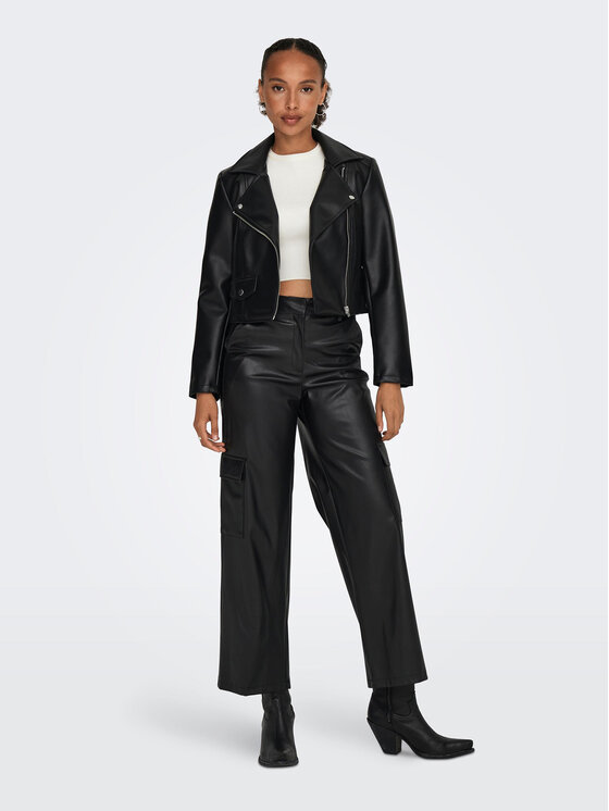 JDY JDY Jacke aus Kunstleder 15310269 Schwarz Regular Fit
