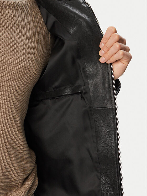 HUGO HUGO Шкіряна куртка Liro 50568644 Чорний Regular Fit