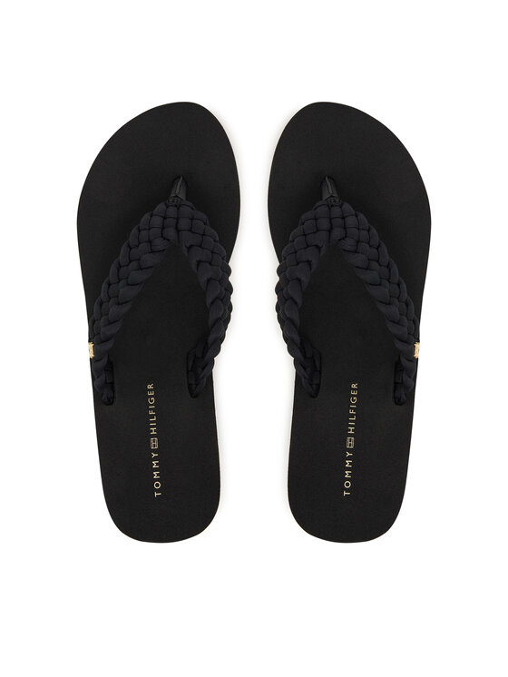 Tommy Hilfiger Tommy Hilfiger Джапанки Th Wedge Braided Summer Sandal FW0FW09198 Черен