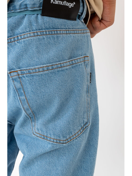 Kamuflage Kamuflage Jeansy Mid-Slim Niebieski Baggy Fit