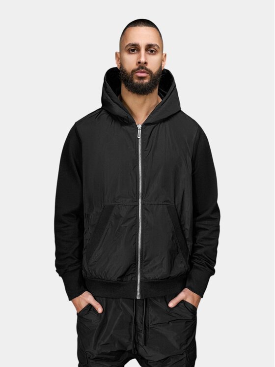 MADE BY SOCIETY MADE BY SOCIETY Kurtka anorak Hanorac cu fermoar - H15970 Czarny Basic Fit