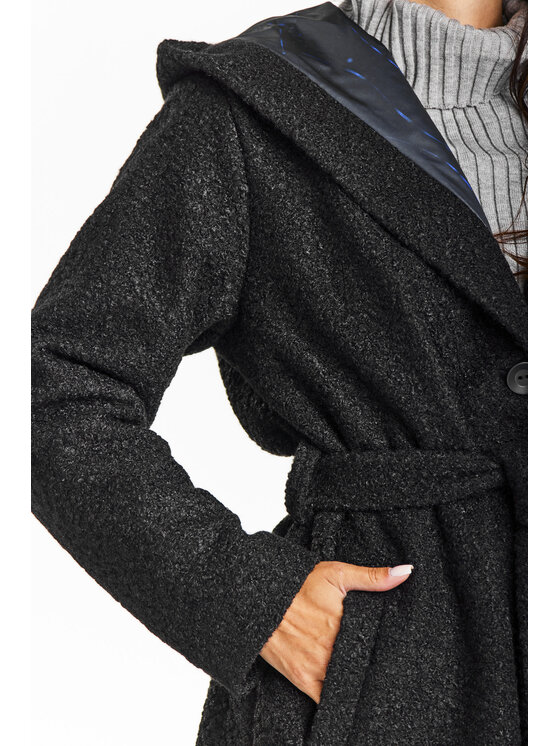 Awama Awama Płaszcz A680 Czarny Basic Fit