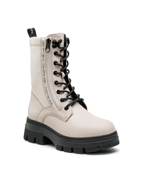 Calvin Klein Jeans Calvin Klein Jeans Μποτάκια Chunky Combat Laceup Zip YW0YW00740 Μπεζ