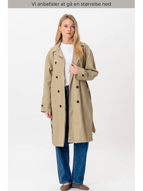 TeeShoppen TeeShoppen Płaszcz Trenchcoat Linea Beżowy Regular Fit