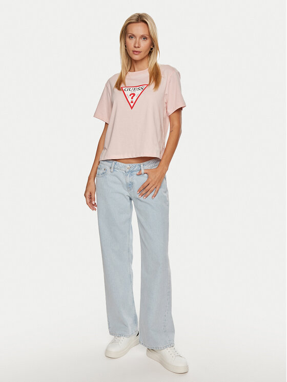 Guess Jeans Guess Jeans Тишърт W4YI73 K8HM0 Розов Regular Fit