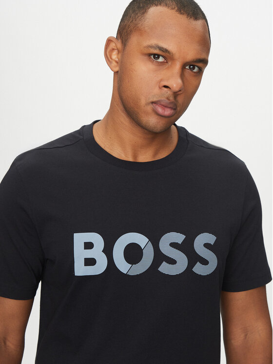 BOSS BOSS Majica Tape Logo 50530990 Mornarsko modra Regular Fit