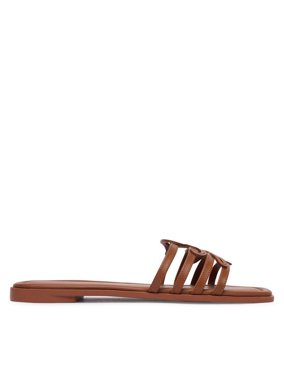 Tommy Hilfiger Tommy Hilfiger Чехли Th Script Flat Mule Lth FW0FW09368 Кафяв