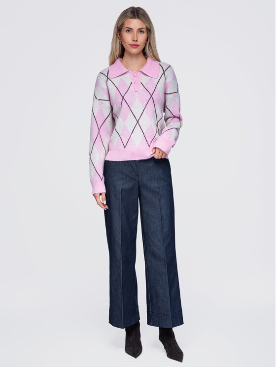 Ombre Ombre Sweter OW-SW-E0030 Różowy Relaxed Fit