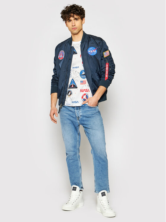 Alpha Industries Alpha Industries Kurtka bomber Ma-1 Nasa Reversible 186101 Granatowy Regular Fit