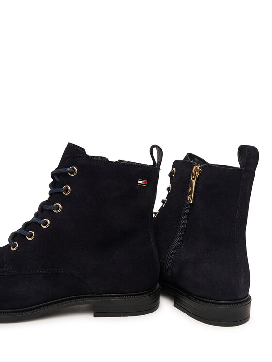 Tommy Hilfiger Tommy Hilfiger Trzewiki Enamel Flag Suede Lace-Up Boot FW0FW09681 Granatowy