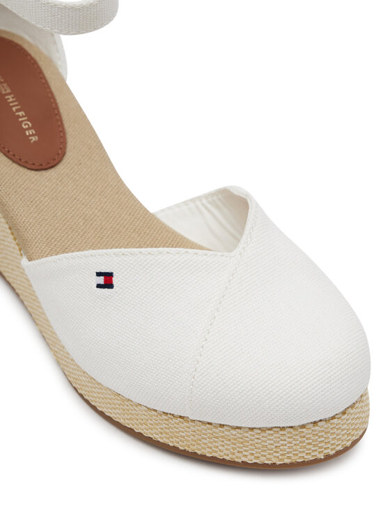 Tommy Hilfiger Tommy Hilfiger Halbschuhe Flag Closed Toe Mid Wedge Espad FW0FW08657 Weiß