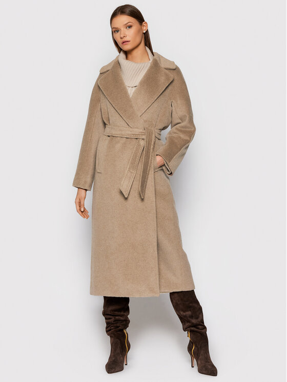 Weekend Max Mara Weekend Max Mara Vilnonis paltas Diego 50161013 Smėlio Regular Fit