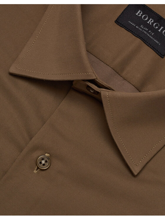 Borgio Borgio Koszula lumia Beżowy Slim Fit