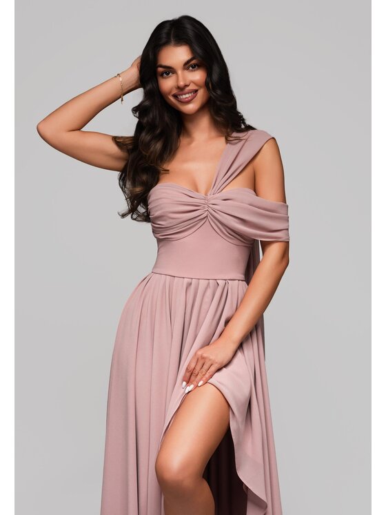 Ombre Ombre Sukienka wieczorowa LA-OM-DLR196 Różowy Regular Fit