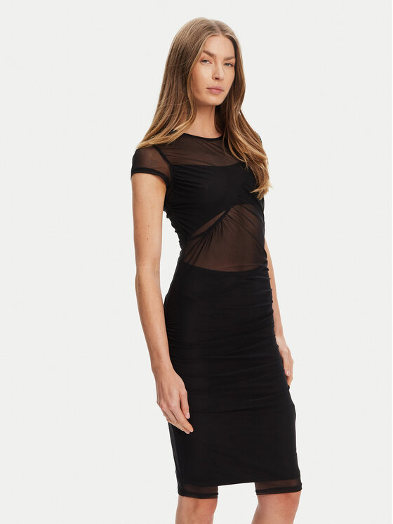 Guess Koktejlové šaty W5YK66 KBAH2 Čierna Regular Fit