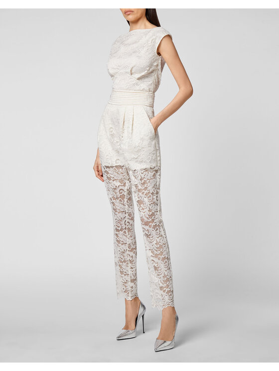 PHILIPP PLEIN PHILIPP PLEIN Bavlnené nohavice 6483 Béžová Flare Fit