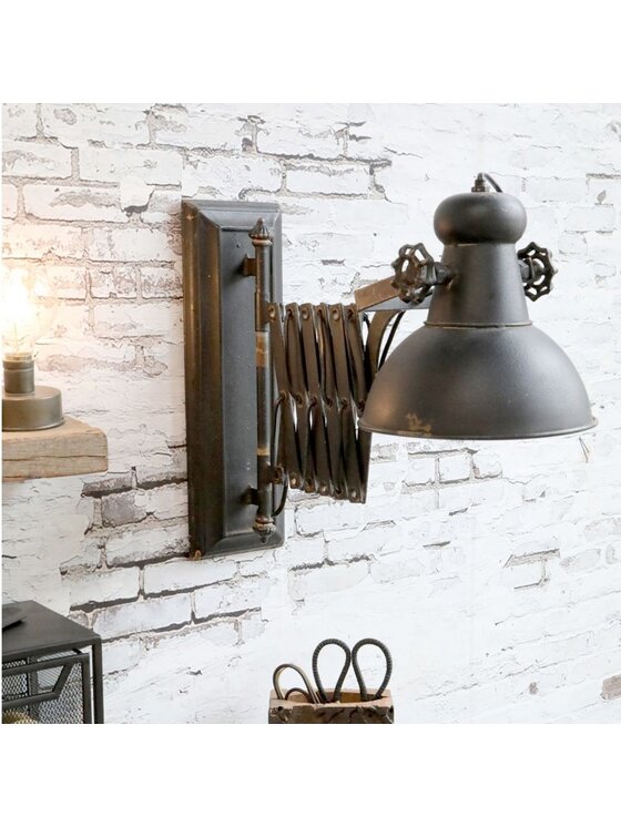 MIAhome MIAhome Kinkiet metalowy postarzany z wysięgnikiem Factory Czarny