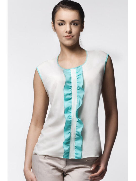 Awama Awama Bluzka A024 Écru Basic Fit