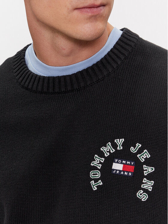 Tommy Jeans Tommy Jeans Pulover Arched Graphic DM0DM16784 Negru Relaxed Fit