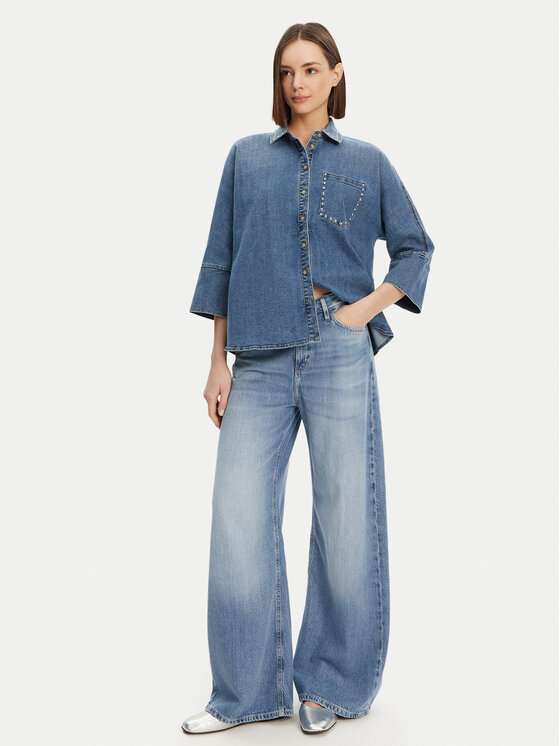 ONLY ONLY Jeans srajca Grace 15338585 Modra Loose Fit