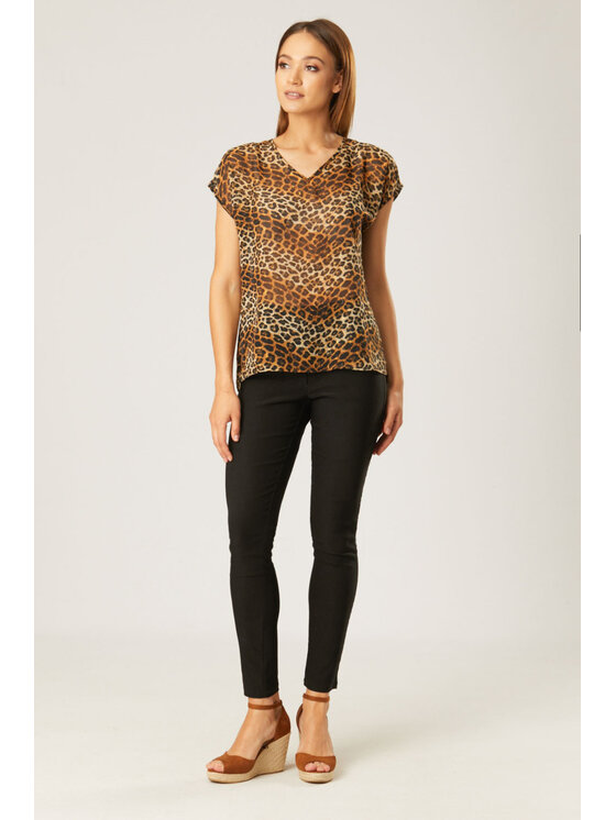 QUIOSQUE QUIOSQUE Bluzka 16-TK-206 Brązowy Regular Fit