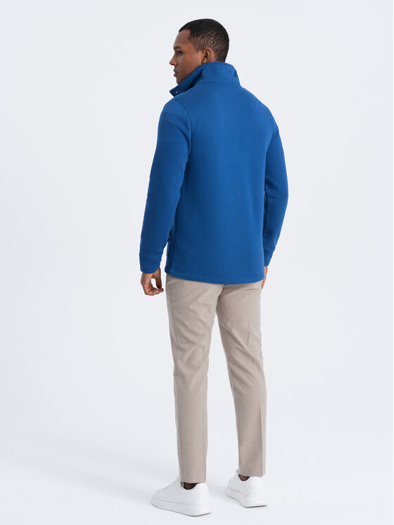 Ombre Ombre Mikina OM-SSZP-0171 Modrá Casual Fit