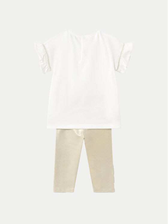 Mayoral Mayoral Komplet t-shirt i legginsy 1734 Beżowy Regular Fit
