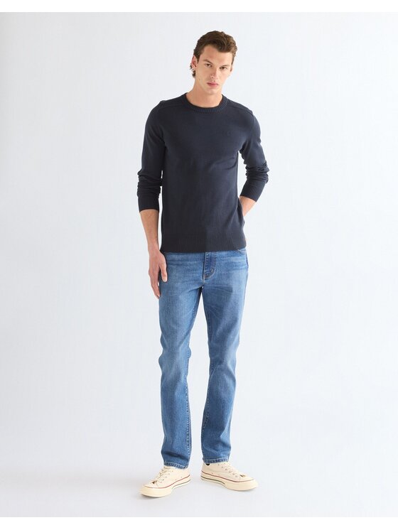 Wrangler Wrangler Sweter CREW NECK KNIT Niebieski Regular Fit